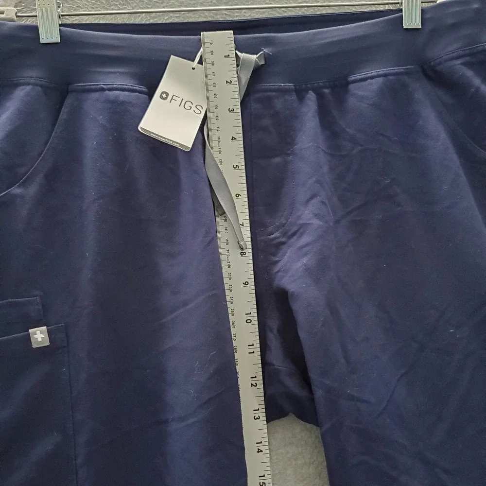 FIGS Women Scrub Bottom XL Blue 1429 Cargo Straight Leg Drawstring